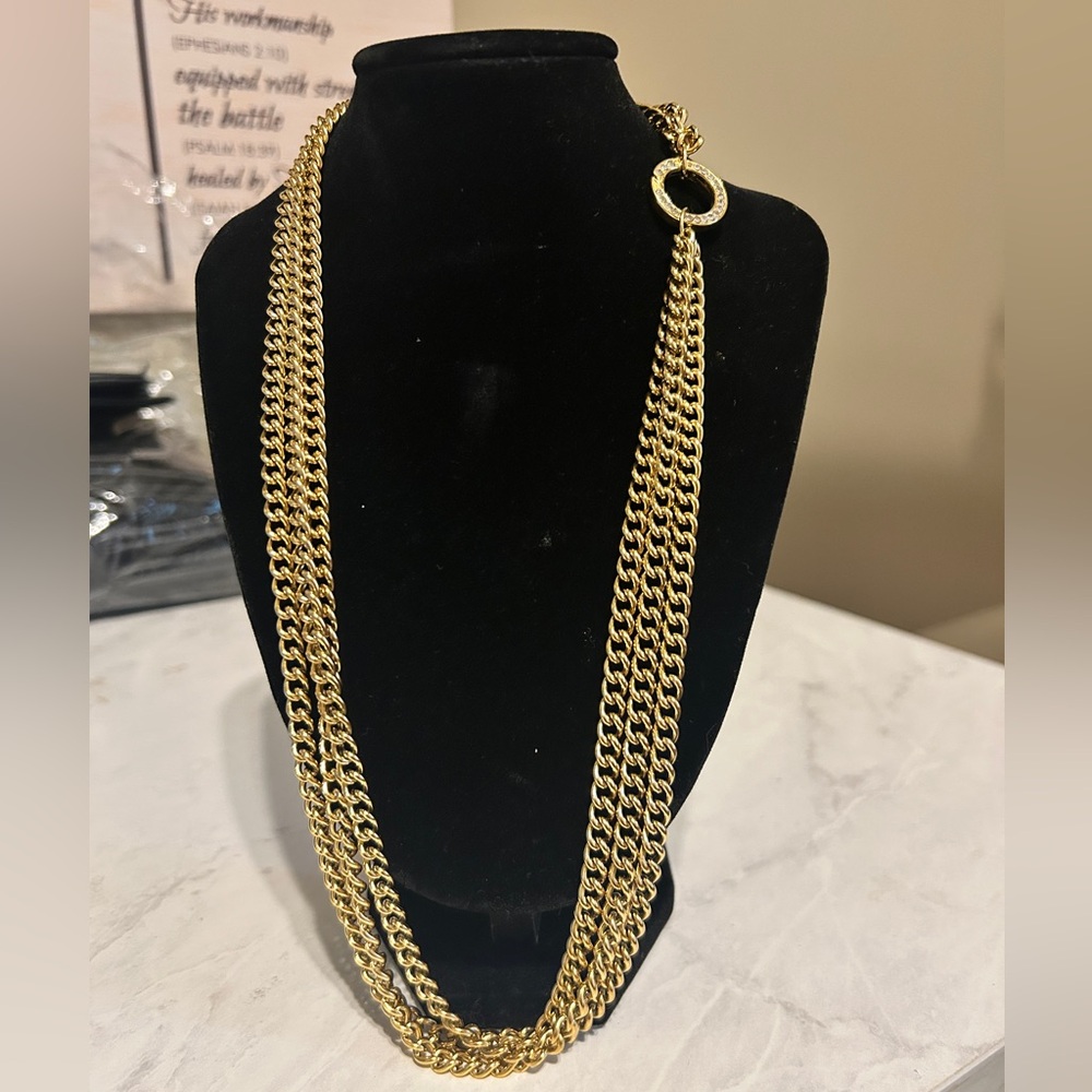 Oak & Ivy 22” Gold Multi-Chain Necklace with Ring Accent